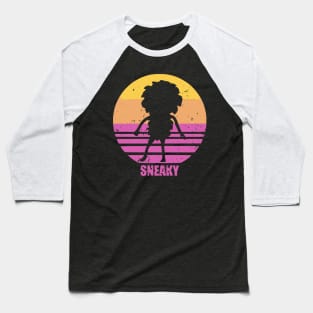 Sneaky Sasquatch Silhouette Distressed Sunset Vaporwave Baseball T-Shirt